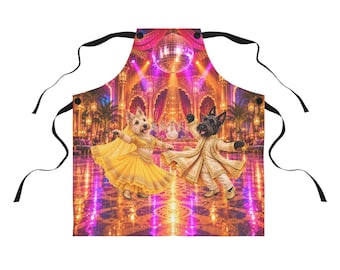 Maharaja Disco Scottish Terrier Schürze | Bollywood-Tanzparty-Kunst | Buntes Küchengeschenk | Einzigartiges Geschenk für Hundeliebhaber