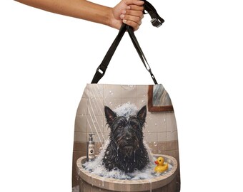 Kim jest ten pies w lustrze? Torba typu crossbody | Regulowany pasek | Zabawny prezent dla szkockiego teriera | Torba dla miłośnika psów