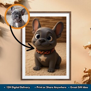 Custom Style Pet Portrait – Personalized Dog Cartoon Art from Photo, Digital Download, Cute Dog Gift, Animated Pet Drawing
