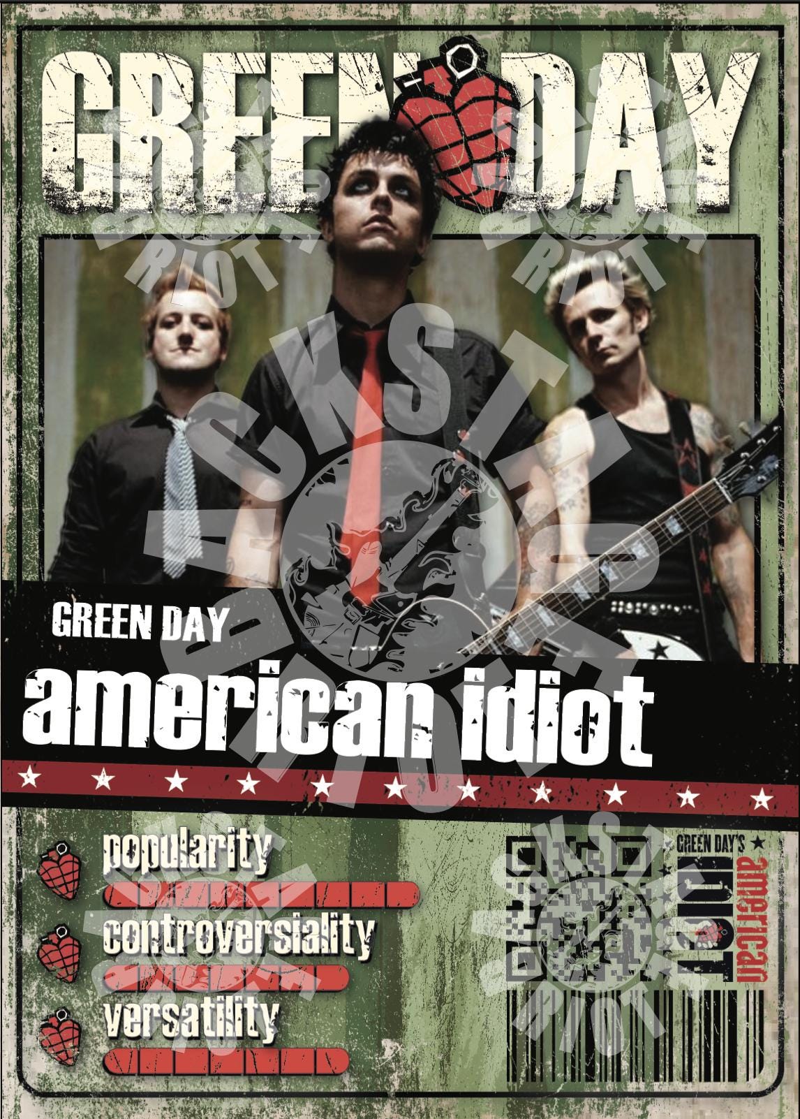 Green Day American Idiot Trading Card – Handmade Punk Rock Art