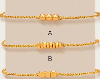 24k Genuine 999 Yellow Gold Beads good luck rope adjustable Bracelet Perfect gift 221