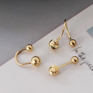 14k echt gouden schroef minimalistische stijl kraakbeen oorlel trendy oorbellen prachtige gefacetteerde kogelomloopspindel