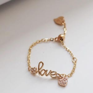 Anel ajustável em ouro 14k genuíno com zircônia mínima e pingente de coração de amor, corrente macia, presente perfeito 213