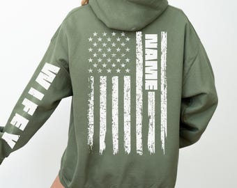 Aangepaste legerfamiliehoodies, gepersonaliseerde militaire familieleden, bijpassende legersweater, 4 juli familiecadeaus, familie-outfits VS leger