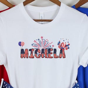 Maglietta personalizzata per il 4 luglio: maglietta patriottica con nome personalizzato