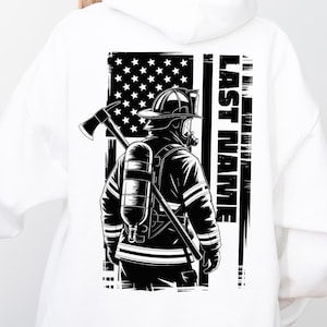 Aangepaste brandweerhoodie achternaam: zwaar brandweercadeau afbeelding 14
