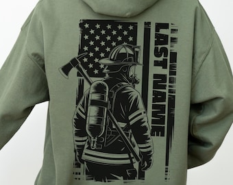 Custom Last Name Firefighter Hoodie: Heavyweight Fire Department Gift