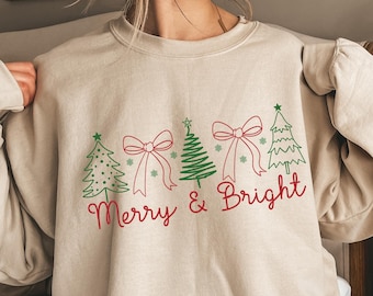 Christmas Tree Sweatshirt, Merry & Bright Holiday Sweater