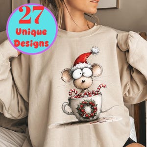 Sweat-shirt de Noël 27 motifs animaux et rennes, pull animal de Noël, chemise voyage de Noël, t-shirt vacances d&#39;hiver, loutre assortie pour la famille