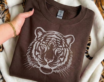 Vintage Tiger T-Shirt Retro Tiger Hoodie Sweatshirt 90er Jahre Tier Geschenk für Tiger-Liebhaber Wildkatze Shirt Retro Dschungel Safari Tiger Shirt Grafik Tee