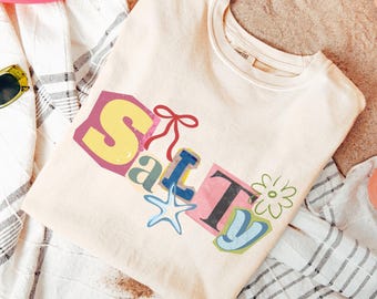 Comfort Colors ® Salty Boxy Crop Shirt, Trendy Beach Shirt, Summer Baby Tee, Vacation Shirt, Salty Shirt, Gift for Her, Sarcastic Shirt