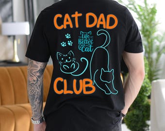 Chemise papa chat, t-shirt papa chat, tshirt club papa chat, t-shirt design avant arrière chemise chat drôle, amoureux des chats, nouvelle chemise papa chat, animal de compagnie