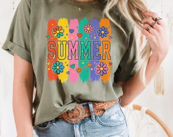 Boho Summer Floral Shirt, Retro Spring Flowers Tshirt, Summer Vibes Shirt, Wildflowers Graphic Tee, Summer Flowers Aesthetic, Gift for her