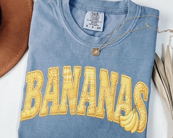 Comfort Colors Faux Patchwork Banana Baseball T-Shirt, Funny Banana Sports Tee, Vintage Banana Team Shirt, Baseball Lover Gift, Summer Game