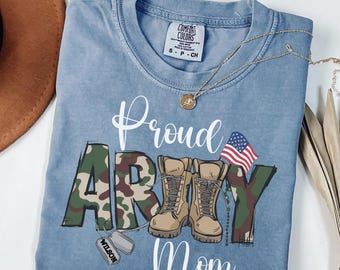 Comfort Colors Custom Proud Army Family Mom Dad Brother Shirts, Personalized Army Dad Shirt, USA Army Family Outfits, Military Family Gift