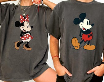 Comfort Colors Retro Minnie and Mickey Disney Shirt, Classic Mickey T-Shirt,  90s Style Mickey Mouse Tee, Couple Shirt