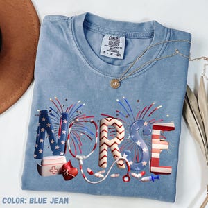 Comfort Colors American Nurse Shirt, Patriotic Nurse 4th Of July Shirt,Nurse Gift,  Nurse Life Shirt, Memorial Day Gift Shirt, American Flag