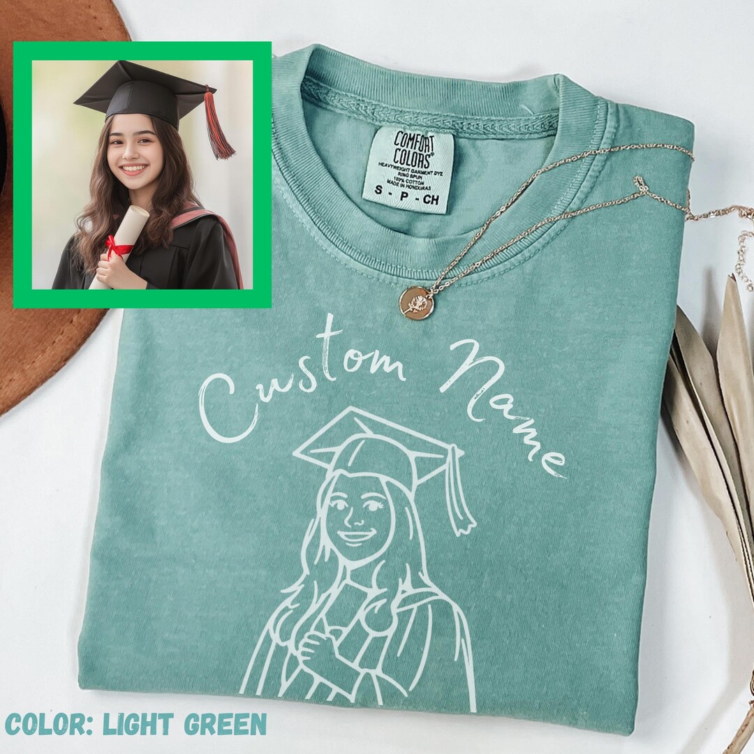 Color Grad Portrait Custom Hand-drawn Grad Portrait Comfort Colors T-shirt - Etsy