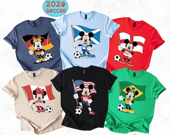 Disney Football Shirt, Mickey and Friends Soccer Tee, Retro National Team Jersey, Brazil England USA France Mexico Canada, Sports Fan Gift