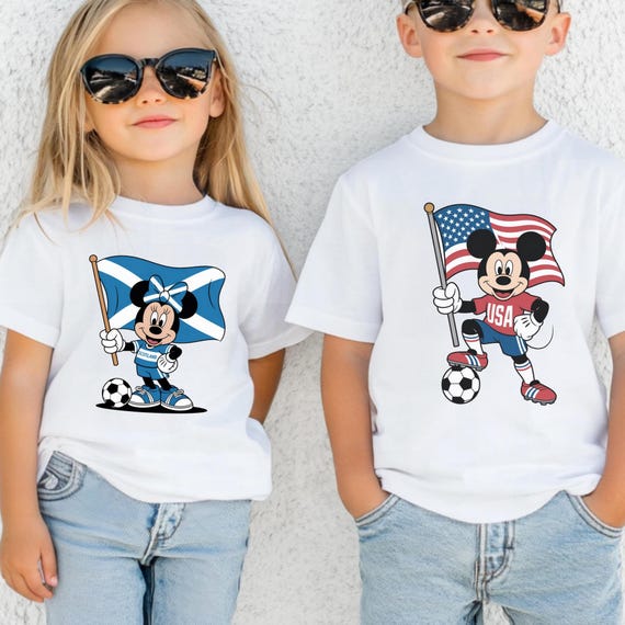 Disney Football Toddler Shirt, Mickey and Friends Soccer Tee, Retro National Team Jersey, Scotland Brazil England USA France Mexico Canada
