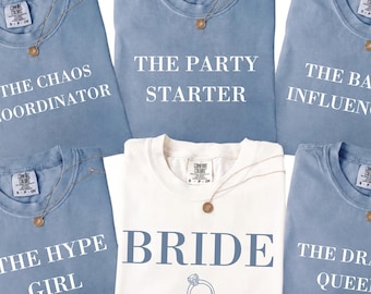 Comfort Colors Funny Bachelorette Party Shirts, Bride Squad Matching Shirts, Personalized Bridal Party Tee, Girls Trip Weekend Outfit Set
