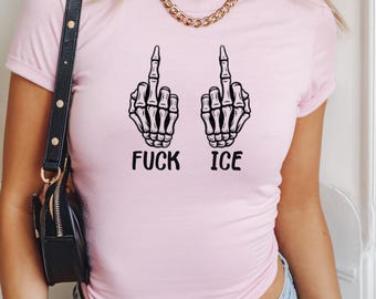 Maglietta corta per neonati Y2K: maglietta con slogan anti-ICE e pro-immigrati