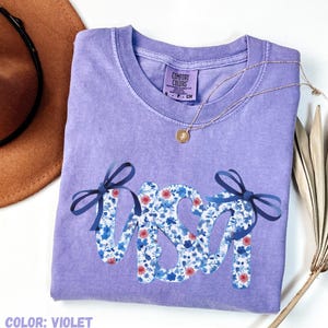 Comfort Colors Coquette USA Shirt: Floral Patriotic Tee