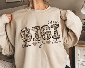 Personalized Leopard Gigi Sweatshirt: Custom Kids Name