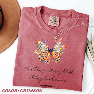 Comfort Colors Butterfly Christian T-Shirt: Bible Verse Jesus Tee