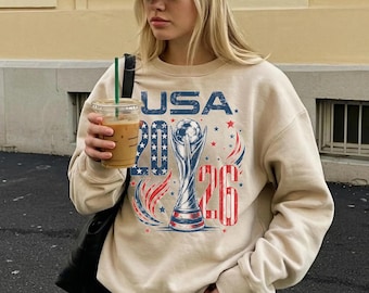 Retro USA 2026 Soccer Fan Sweatshirt & Hoodie, USA Soccer World Vintage Shirt, United States Football Tee, Soccer Fan Gift, US Soccer Gift