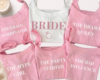 Funny Bachelorette Party Racer Strap Tank, Bride Squad Matching Tank, Personalized Bridal Party Baby Tee, Girls Trip Weekend Outfit Set