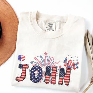 Comfort Colors Personalized 4th Of July T-Shirt,Family Celebration Shirt,USA Shirt,Patriotic Family Tee,Custom Name Toddler Youth Tee