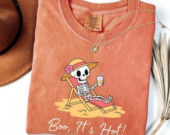 Summerween Skeleton Comfort Colors Shirt: Spooky Beach Vacation Tee