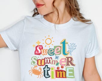 Sweet Summer Time Kids Beach Shirt Personalized Name Vacation Tee Toddler Island Outfit Family Coastal Gift For Girls And Boys Trip