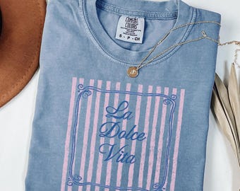 Comfort Colors® La Dolce Vita Beach Shirt, Summer Shirt, Summer Vacation Tee, Ocean Sunset Shirt, Coastal Aesthetic Shirt