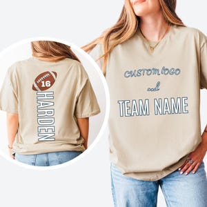 Camiseta personalizada com número, nome e logotipo do time de futebol, camiseta para mãe do futebol, camiseta de presente para mãe do futebol, camiseta personalizada para presente de mãe, camiseta de futebol