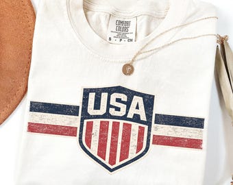 Custom Country Soccer Shirt, USA Soccer World Vintage Comfort Colors Shirt, United States Football Tee, Soccer Fan Gift, US Soccer Gift