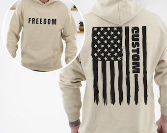 Custom Name Freedom Sweatshirt & Hoodie, American Flag, Patriotic Apparel