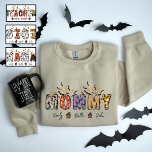 Personalized Halloween Mommy Sweatshirt Hoodie, Spooky Mama Mimi Mom Sweatshirt, Halloween Hoodie, Custom Halloween Mama Sweatshirt Hoodie