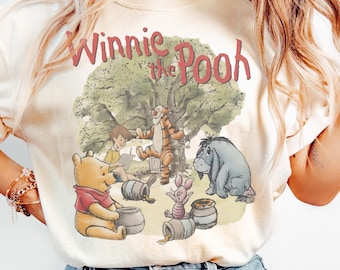 Vintage Pooh Boxy Tee, Pooh Bear Shirt, Magic Kingdom Family Vacation 2026 T-Shirt, WDW Disneyland Trip Shirt