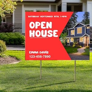 24x18 inch Personalized Open House yard sign, For Sale Realtor Yard Sign, Real Estate, Advertising, Realty One, Open House Signs!