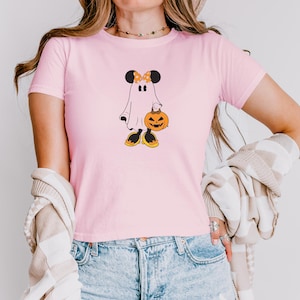 Disney Halloween Minnie Baby tee, Mickey Friends coquette, Womens disneyworld spooky tshirt, pluto daisy donald shirt, cute disney crop top