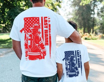 Comfortkleuren Custom achternaam brandweermanshirt: zwaar brandweercadeau