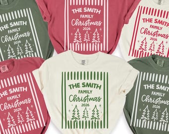 Custom Family Christmas Shirts, Comfort Colors Matching Christmas 2026 Group TShirts, Personalized Christmas Shirt with Name, Xmas Holiday