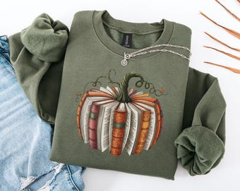 Fall Book Pumpkin Sweatshirt: Halloween Book Lover Gift