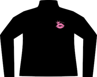 Giacca da allenamento con stampa labbra rosa e corona / Giacca da allenamento con cerniera intera