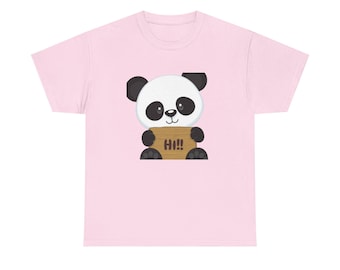Camiseta con panda adorable sosteniendo el cartel de "Hola" / Camiseta de animal kawaii