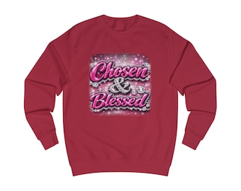 Chosen & Blessed Sweatshirt | Pink Sparkle Faith Graphic