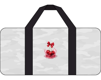 Cherry Ornament Illustration Tripper Duffel Bag | Heart Cherry Holiday Duffel