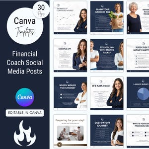 Financial Coach Social Media Templates: Editable Canva Posts (Instant Download)
